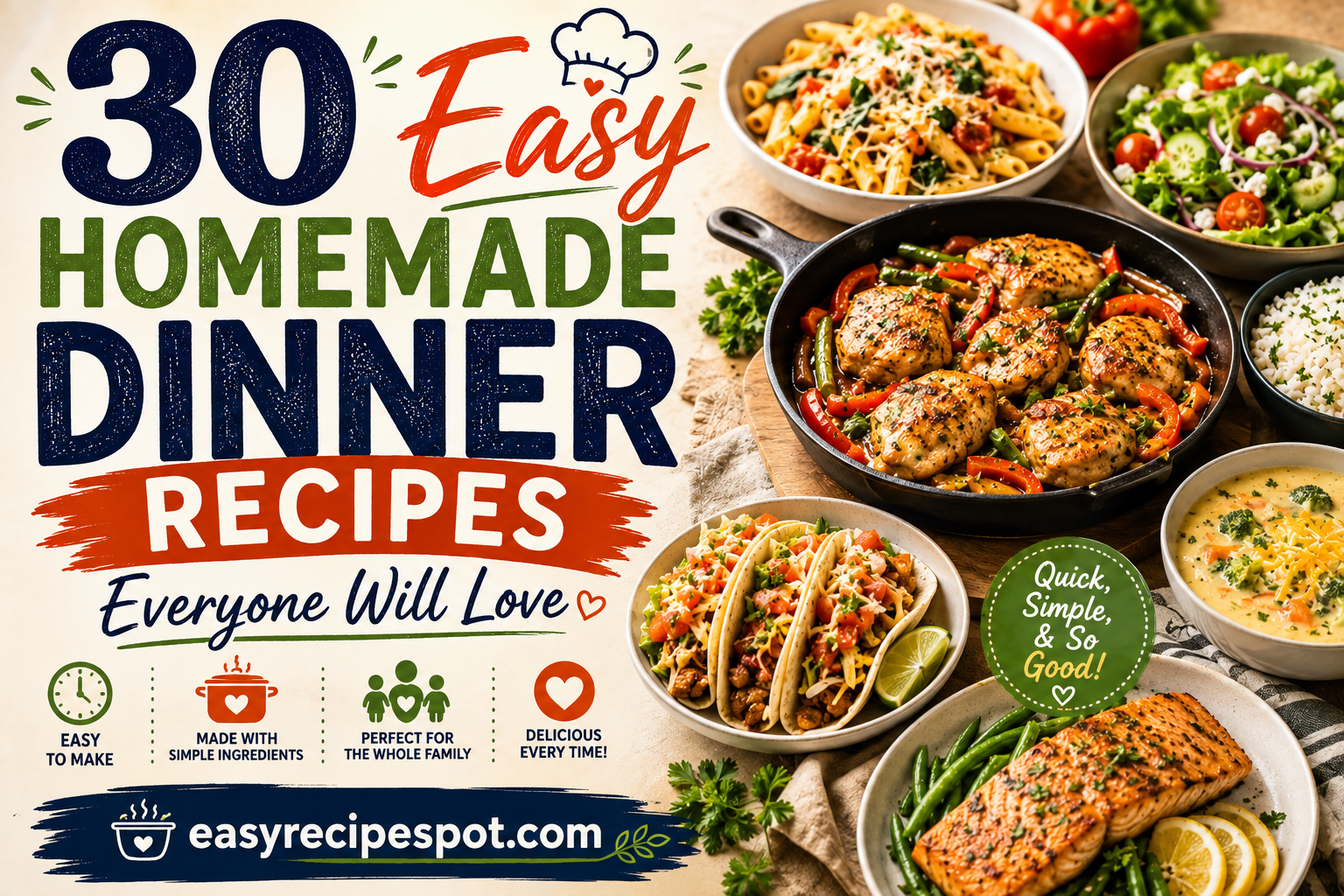 30 Easy Homemade Dinner Recipes Everyone Will Love